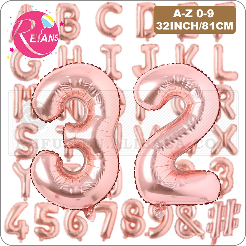 32 Inch Rose Gold Letter number Balloon birthday party decorations kids Wedding Balloons Alphabet Anniversary Party Decoration