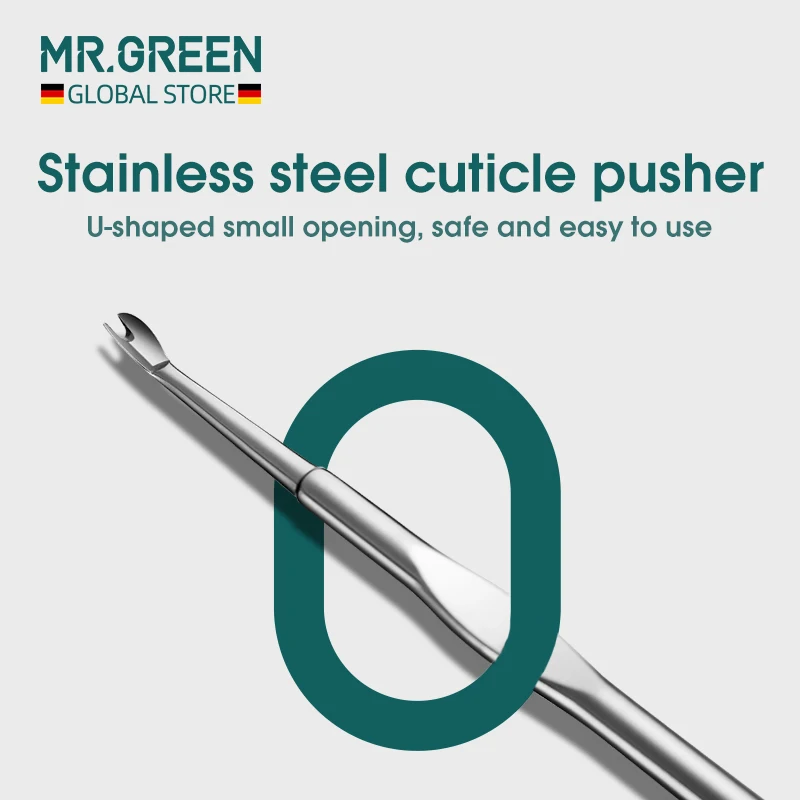 MR.GREEN Cuticle Remover Dead Skin Pusher Surgical Grade Stainless Steel Nail Art Manicure Tools Scraper Nail Cleaner Trimmer