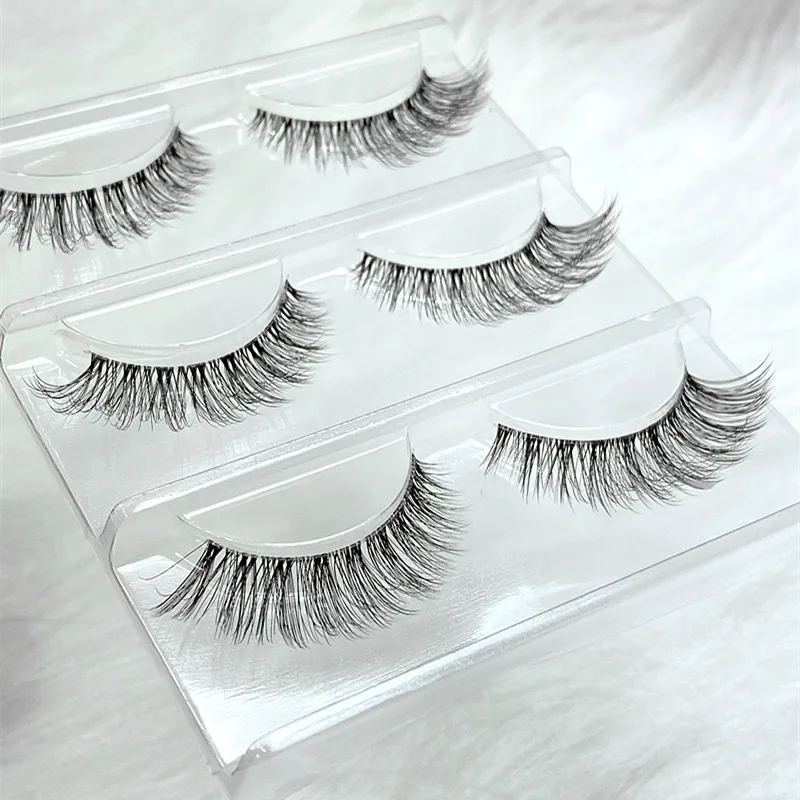 NEW Wholesale Mink Eyelashes 3pair lashes invisible band mink lashes reusable false eyelashes Makeup in Bulk