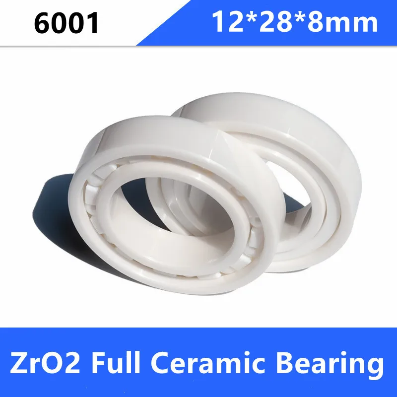 10pcs/lot 6001 12*28*8mm ZrO2 Full Ceramic bearing High quality Zirconia Ceramic ball bearings 12x28x8mm