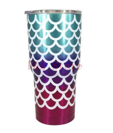 

10pcs 30oz Mermaid Tumbler Insulated Stainless Steel Double Wall Vacuum Insulated Travel Mug Beer Cup with Spill Proof Lids