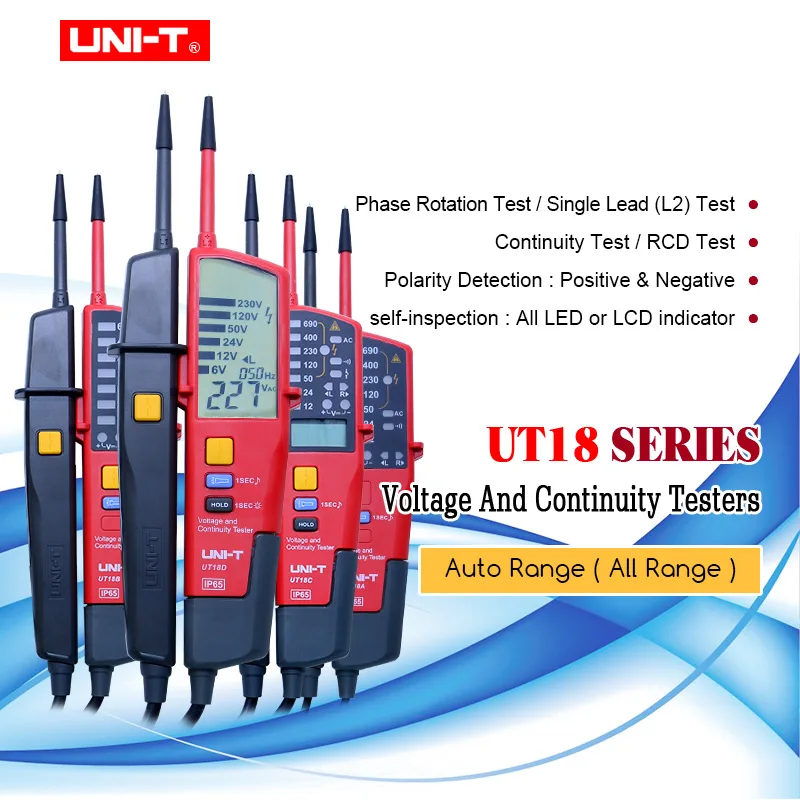 UNI-T UT18C/UT18D Voltage Tester Volt Indicator 3 Phase Sequence Continuity Detector Digital Multimeter