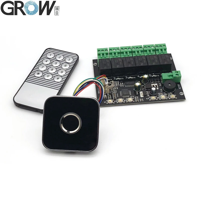 GROW K219-A+R502-AW Fingerprint Infrared Remote Control Board For Door Access Control Programmable Time Relay Output