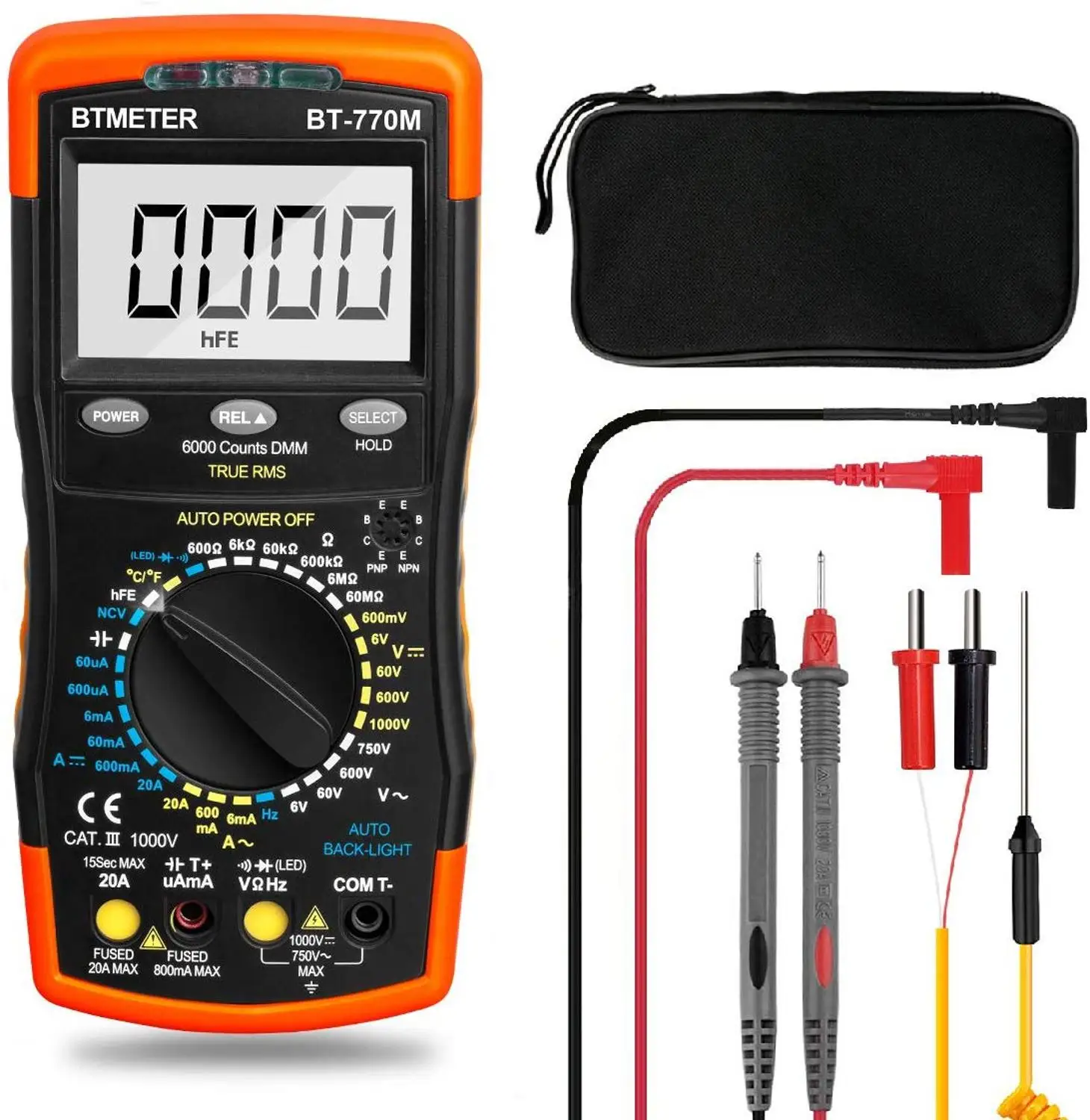 BTMETER BT-770M Multimeter Universal Meter 6000 Count,NCV,Diode,AC&DC Voltage,AC&DC Current,Resistance,Capacitance