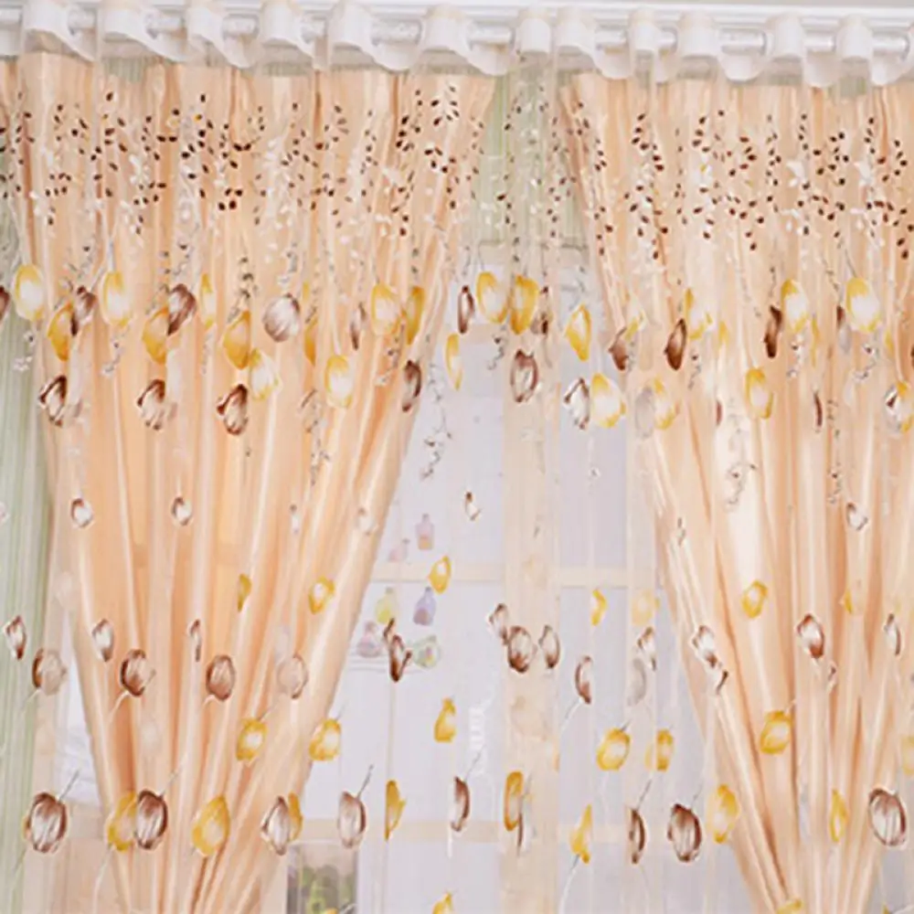 2021 Tulip Flowers Tulle For Kitchen Living Room Bedroom Sheer Curtains Home Decoration Window Treatments Voile Panel Drapes