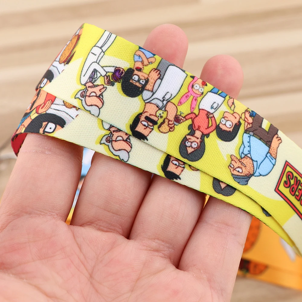 YQ895 Cartoon Burger Family Key Lanyard Credit Card Holder ID Badge Holder Neck Strap Phone Strap Keychain Lariat Jewelry Gift