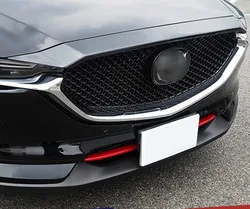 2pcs Red ABS chrome Front grille decoration cover trim stickers case for Mazda CX-5 CX5 CX 5 2017 2018 19 accessories