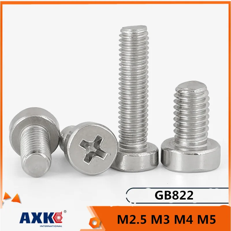 10/50X M2.5 M3 M4 M5 304 A2-70 stainless steel GB822 Phillips Cheese Head Screw Cross Thin Low Short Cap Round Column Head Bolt