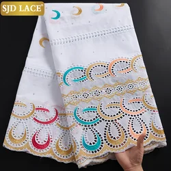 SJD LACE African Cotton Lace Fabric 2024 High Quality Stones Swiss Voile Lace Dubai Nigerian Cottons For Daily Dresses Sew A2341