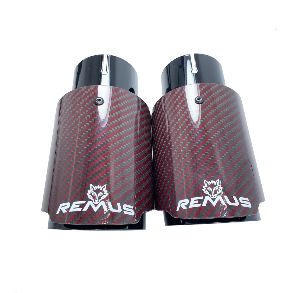 1Pcs Glossy Red Carbon Fiber Stainless Steel Universal Automobile Exhaust Pipe Muffler Pipe Carbon Fiber Exhaust Tip Accessories
