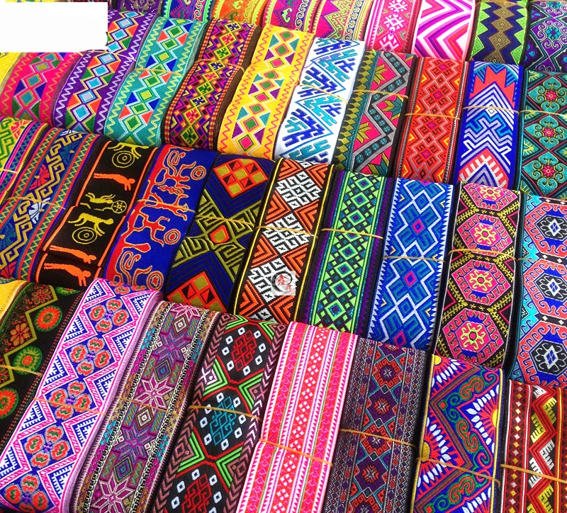 High Quality Hybrid design 2“50MMX8yard Handmade Embroidery Polyester Woven Jacquard Ribbon Trims For Clothing Straps Accessory