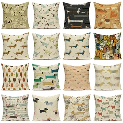 Dachshund Dog Cushion Covers Sausage Painting Cotton Polyester Decorative Bed Pillow Covers Animal Bedroom Sofa Home Car Decora