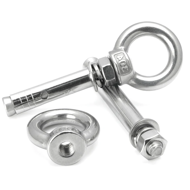 304Stainless Steel Sleeve Anchor Concrete Expansion Eye Bolt Installation Artifact Hook Long Universal Ring Expansion Screws