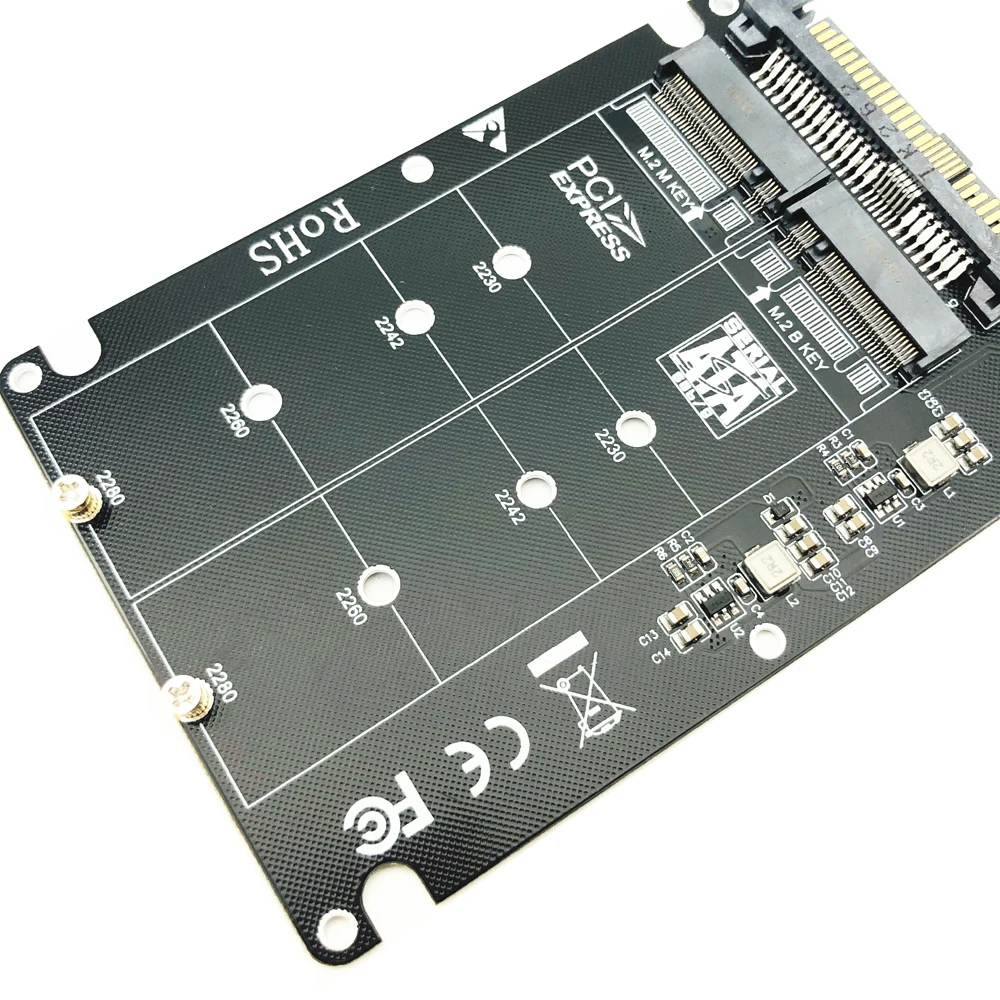 데스크탑 컴퓨터 PC용 어댑터 컨버터, M.2 SSD to U.2 어댑터, M.2 NVMe SATA-Bus NGFF SSD to PCI-e U.2 SFF-8639 PCIe M2 어댑터, 2 in 1