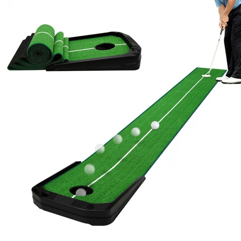 

9.84*1.24ft Golf Putting Green-Automatic Ball Return Golf Putting Mat Anti-Skid Golf Practice Indoor or Outdoor Use Training Aid