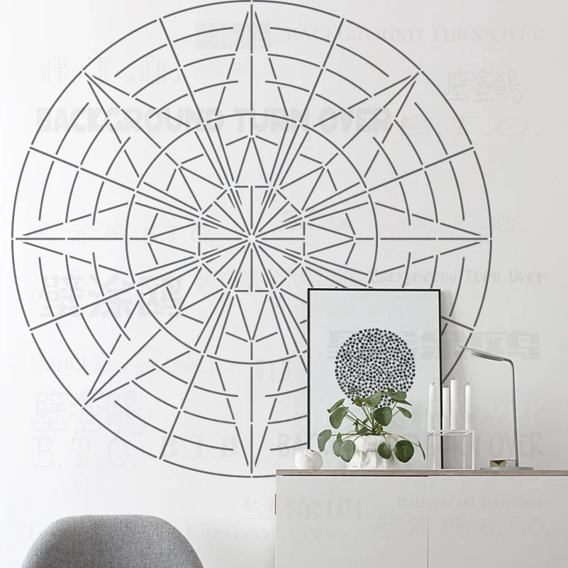 60cm - 100cm Stencil For Painting Big Mandala Round Extra Large Wall Floor Template Flower Walls Brick Paint S190
