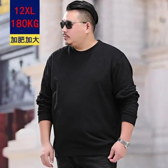 

Мужская футболка размера плюс, 9XL, 10XL, 11XL, 12XL, зимняя свободная хлопковая спортивная черная футболка с длинным рукавом и круглым вырезом