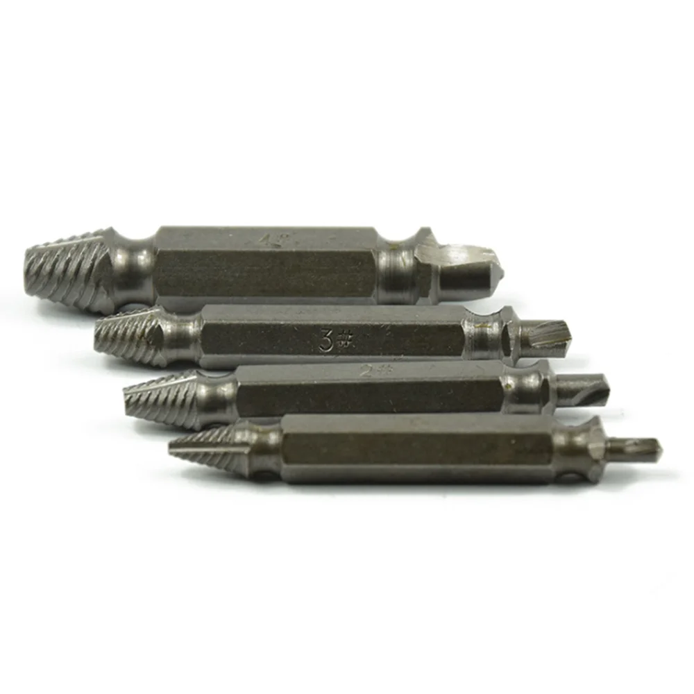 4Pcs Screw Extractor ชุดได้อย่างง่ายดายถอดหรือเสียหายสกรูคู่ Stripped Remover มือชุดเครื่องมือ