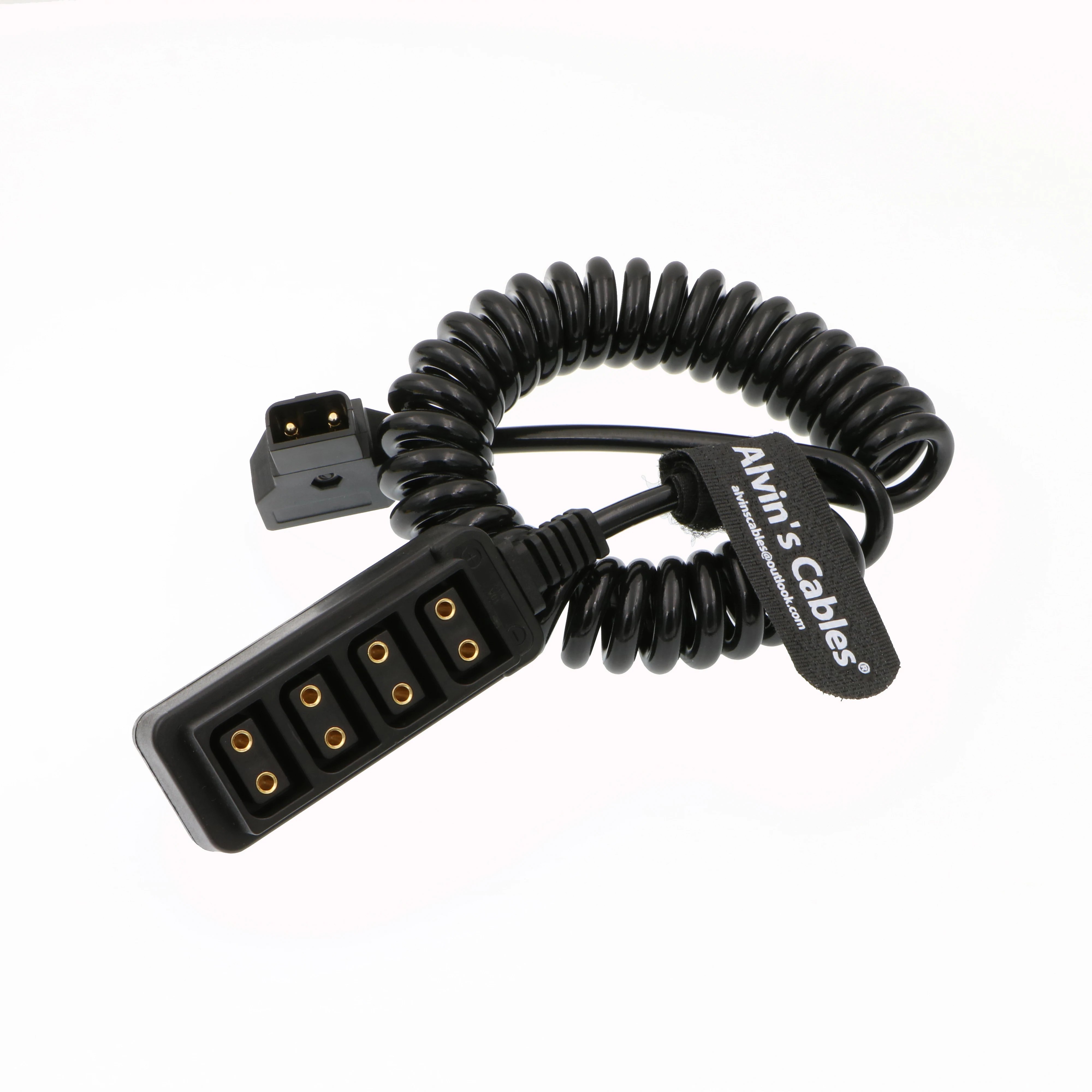 Alvin's Cables 4 Port D Tap to D Tap Male Female Coiled Splitter Cable for Anton Bauer V Mount Battery