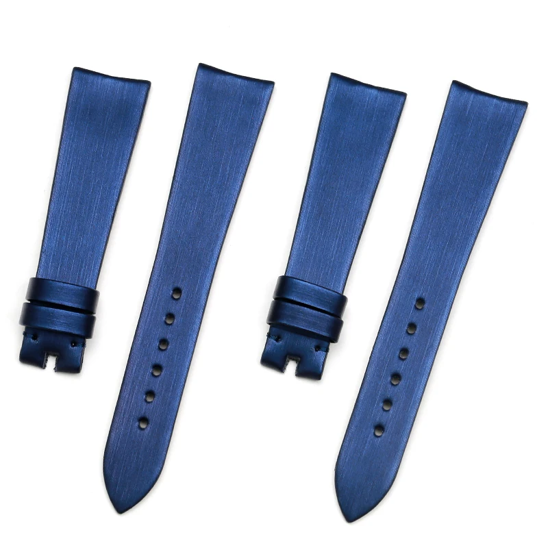 PESNO Elegant Spun Silk Watch Strap Women Wrist Accessories 18mm Black Blue Genuine Calf Skin Leather Bands