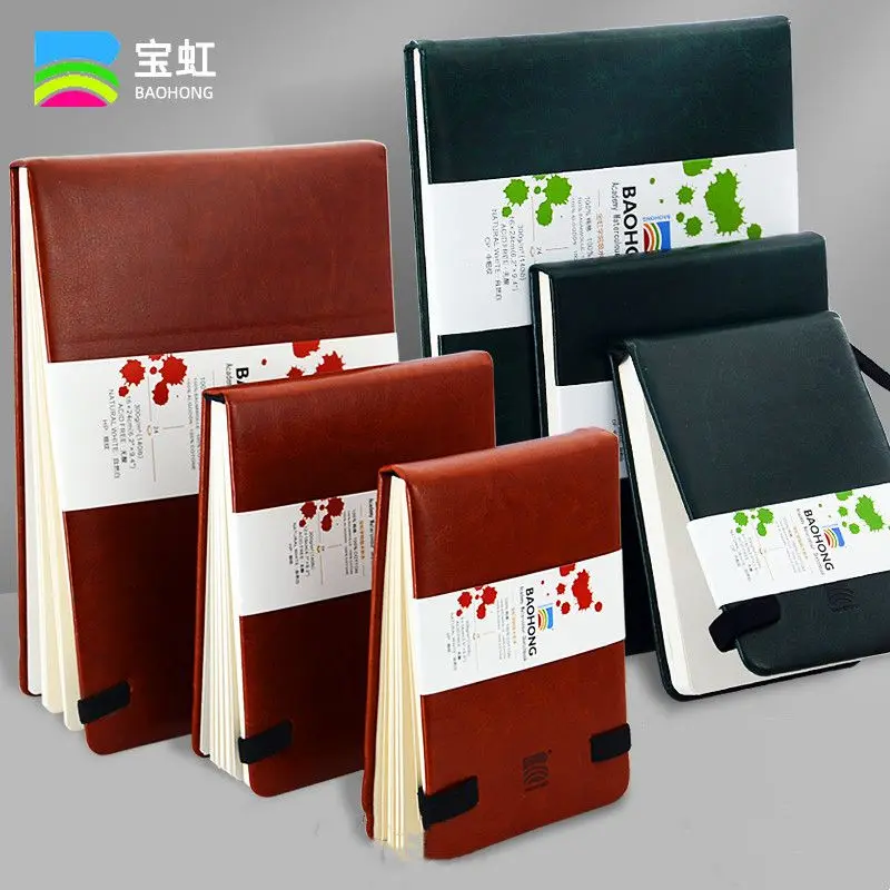 Baohong 100% Cotton 300g PU Watercolor Sketchbook Book 24sheets Travel Portable Watercolor Paper Acuarelas Art Supplies