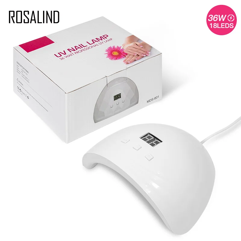 ROSALIND UV LED Lamp 36W 18LEDS Nail Dryer For Manicure Nail Gel Polish Curing Tool For Hybrid Varnishes Gel 60/80/99s Timer