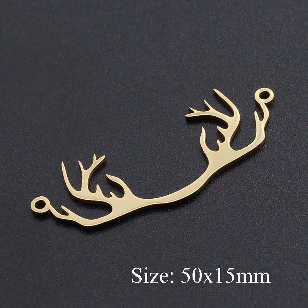 5pcs/lot 316 Stainless Steel  Antler Connector Pendants   Wholesale Top Quality Jewelry Making Charms