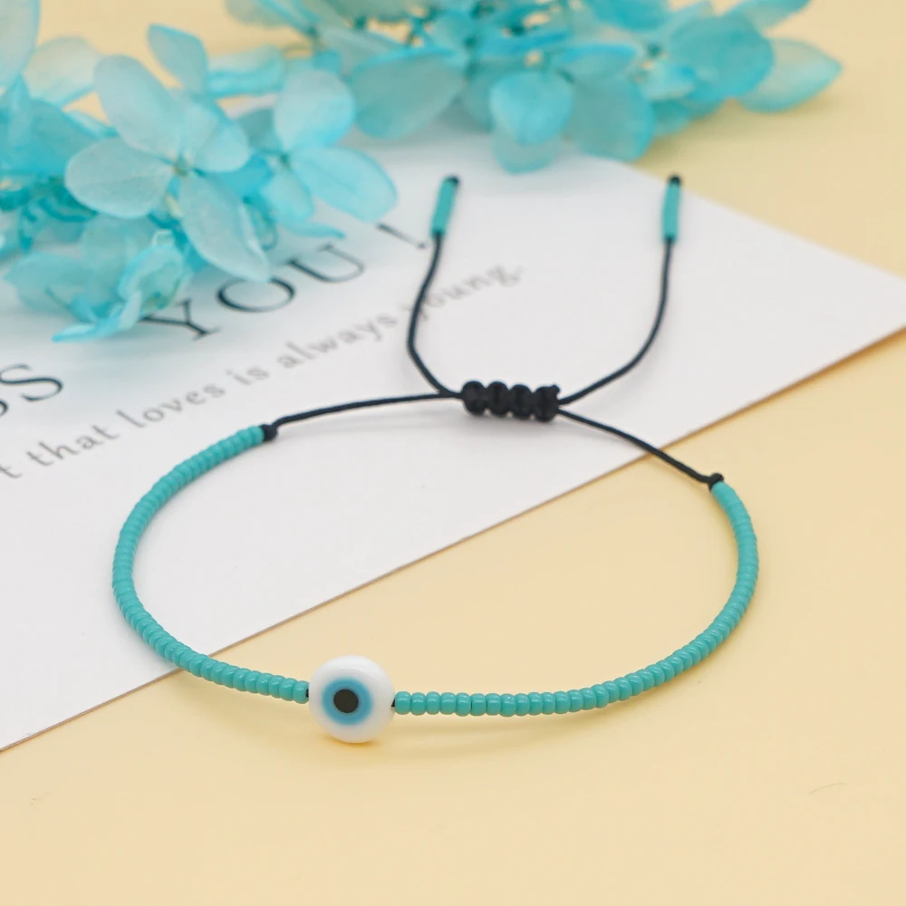 Go2Boho Easter Turquoises Beaded Bracelet Fashion Turkish Eye Bracelets For Women Adjustable String Pulseras Simple Jewelry