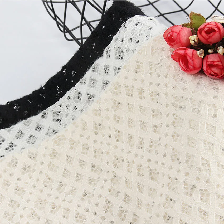 2021 Newest Fluffy Lace Cloth Embroidered Lace Cloth Women's winter Cotton Cloth Hollow Lace Fabric