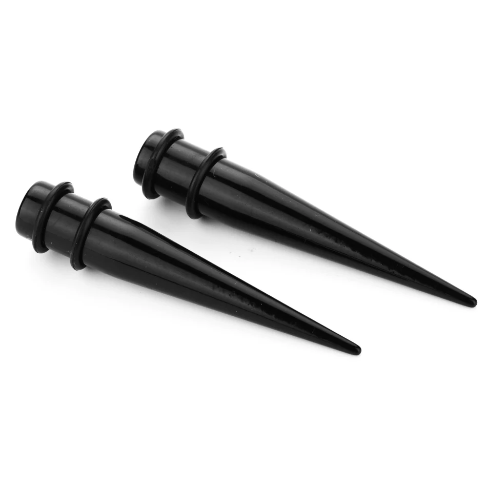 1 Pair Large Size UV Acrylic Black Ear Gauges Ear Taper Tunnel Ear Plug Stretching Expander Body Piercing Wholesale Jewelry