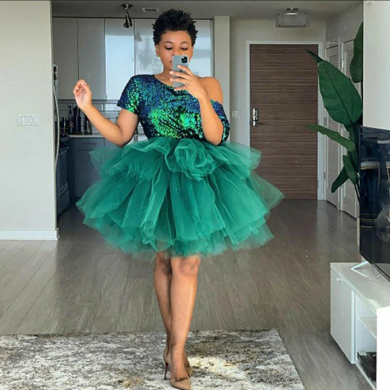 

Green Tiered Tutu Skirt Short Tulle Skirt Tiered Puffy Mini Jupe mujer faldas Tiered Birthday Photo Shoot Skirt Under SKirt