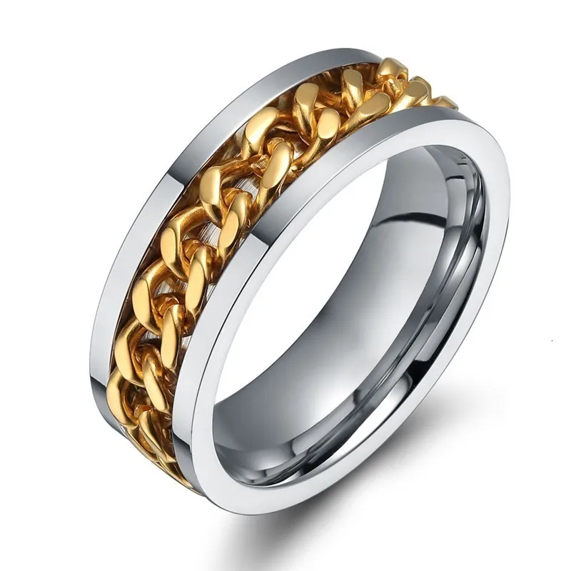 Men's 8mm Rotatable Chain Ring, Stainless Steel Gift