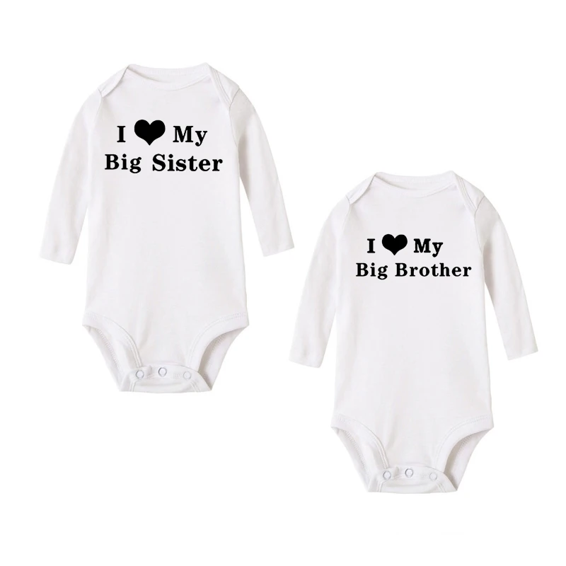 I Love My Big Sister Big Brother Funny Baby Bodysuit Long Sleeve Body Baby Girl  Infant Baby Boy Jumpsuit Clothes