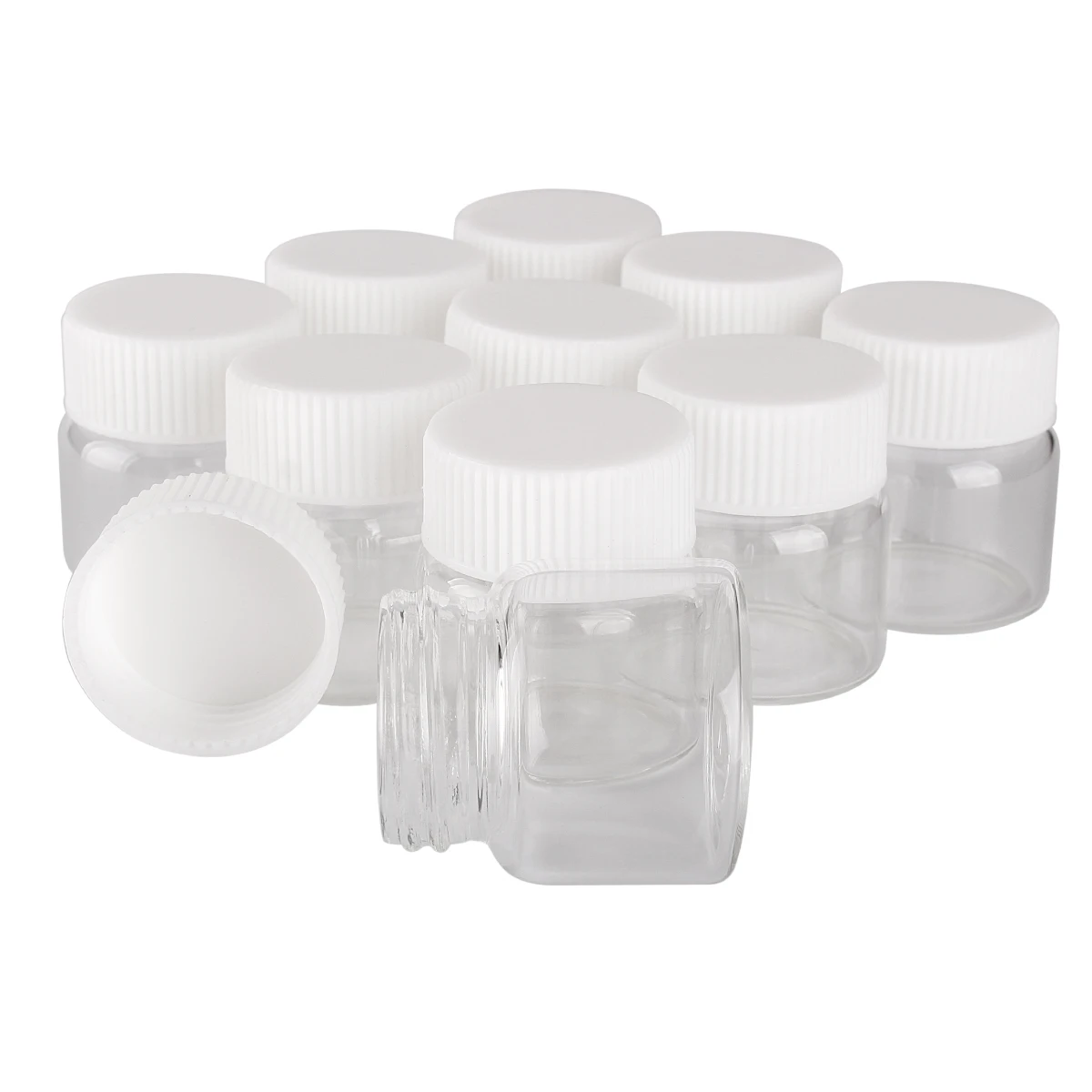 

15 pieces 20ml 37*40mm Glass Bottles with White Plastic Caps Spice Bottles Container Candy Jars Vials DIY Craft for Wedding Gift