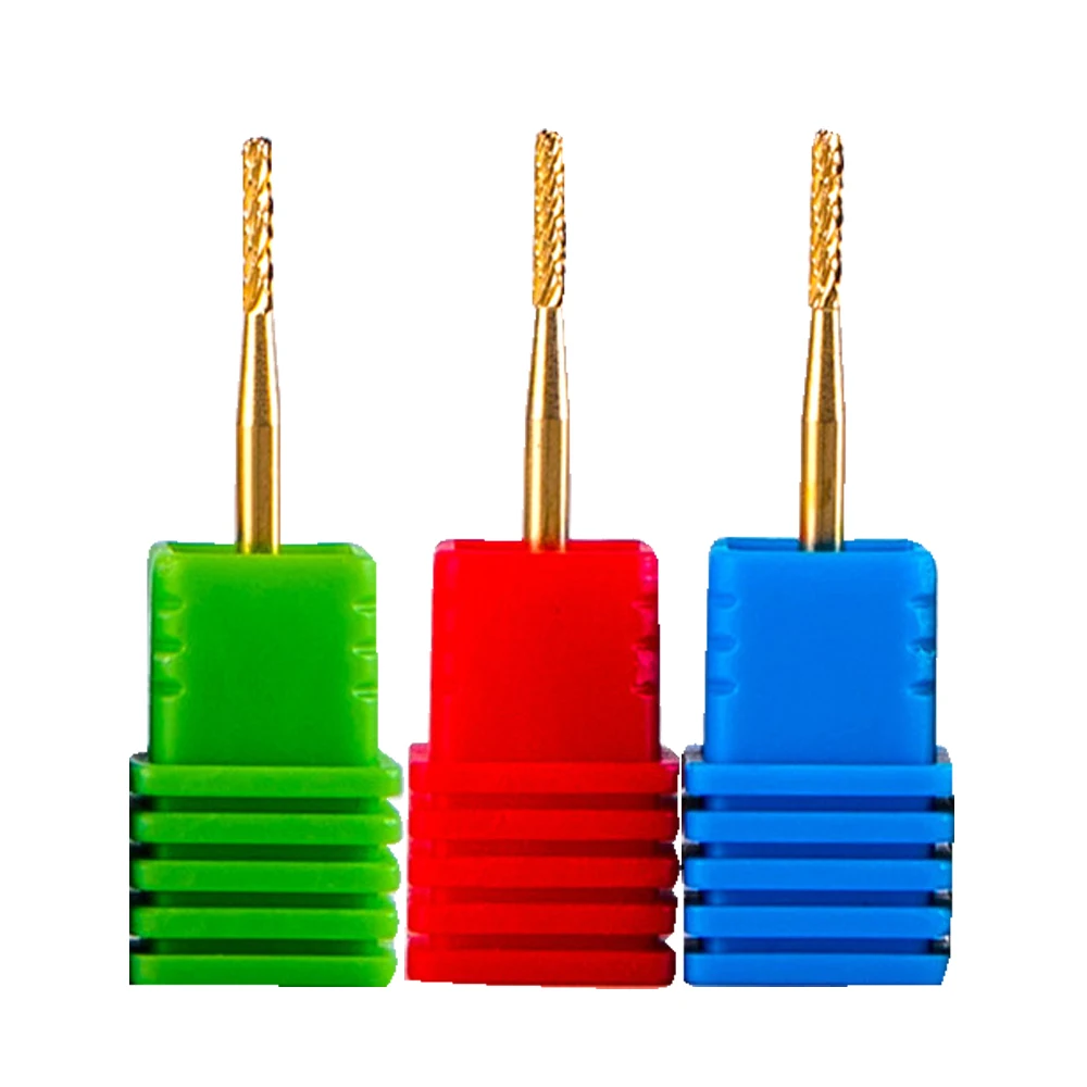 New! Pro Gold Carbide Nail Drill Bits Nail Art Electric Drill Machine Files Nail Art Tools cut and polish bottom of nail