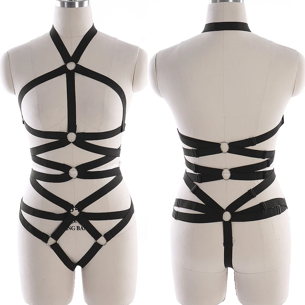 

Fetish Erotic Lingerie Harness Suspenders Belt Club Wear Sexy Cage Bra Full Body Harness For Women Harness Stockings Bondage