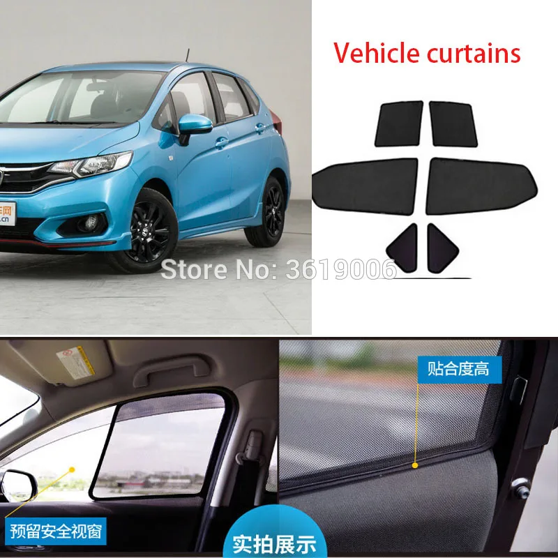 6pcs High-end custom For Honda Fit 14-18 card type magnetic car curtain sun shade car window shade car styling