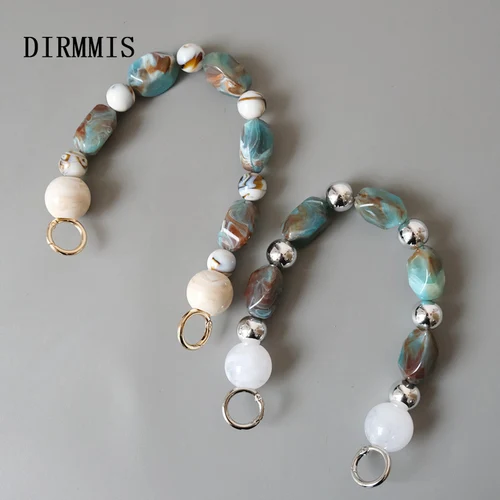 여성용 핸드백 액세서리 부품, 화이트 베이지 비즈, 아크릴 수지 체인, 럭셔리 스트랩, 숄더 럭셔리 클러치 체인, 새로운 패션 