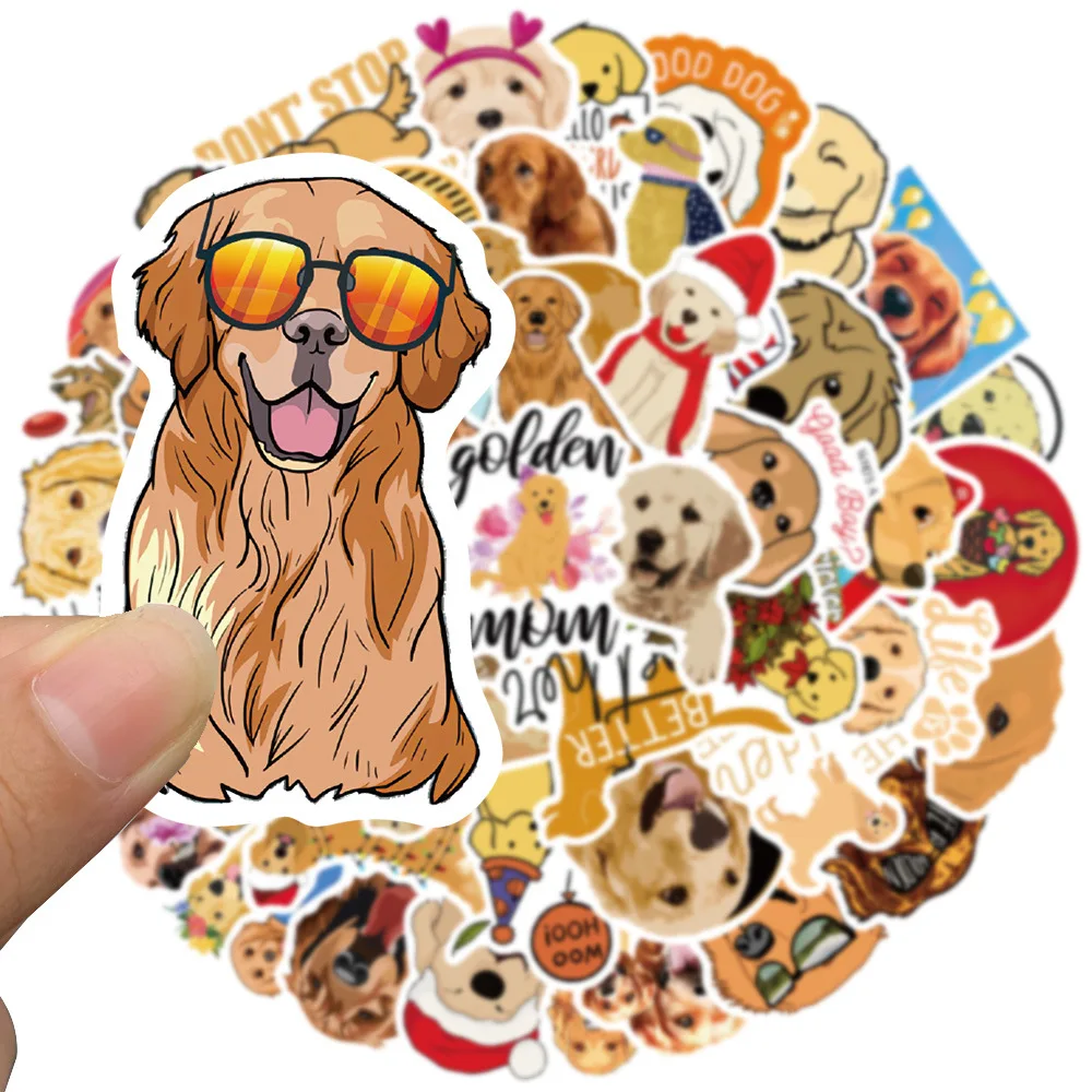 Pegatinas de perro Golden Retriever para niños, calcomanías con grafiti de animales, para monopatín, teléfono, portátil, equipaje, F5, 10/30/50 piezas