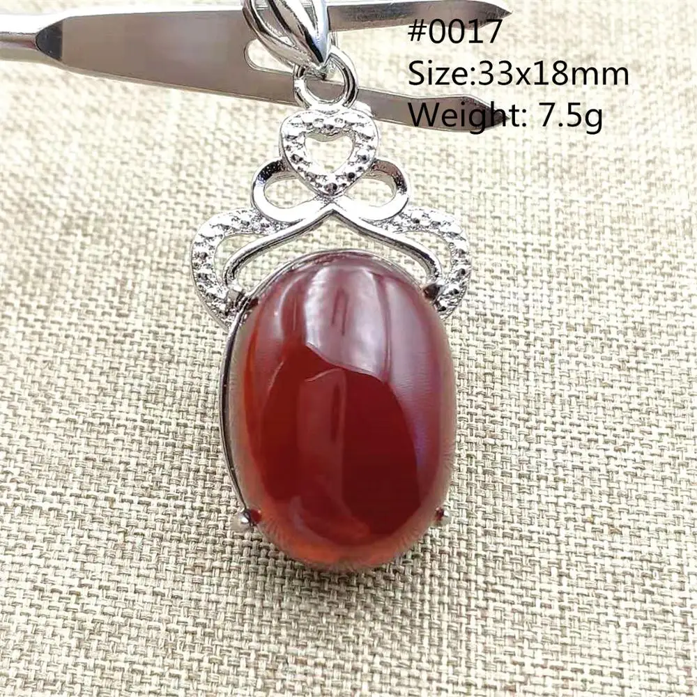 Natural Red Garnet Quartz Oval Pendant Women Men Water Drop  Crystal Orange Garnet Pendant 925 Sterling Silver Necklace AAAAA