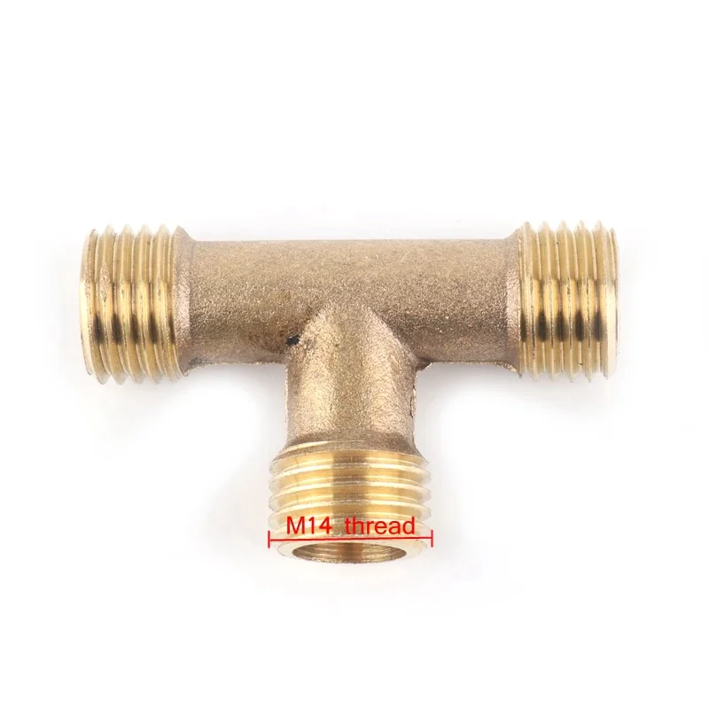 NuoNuoWell-Brass Sprinkler Fittings, Pesticide Sprayer Connector, Garden Irrigation, Plant Watering, Thread, 3 Way, M14 * 1.5