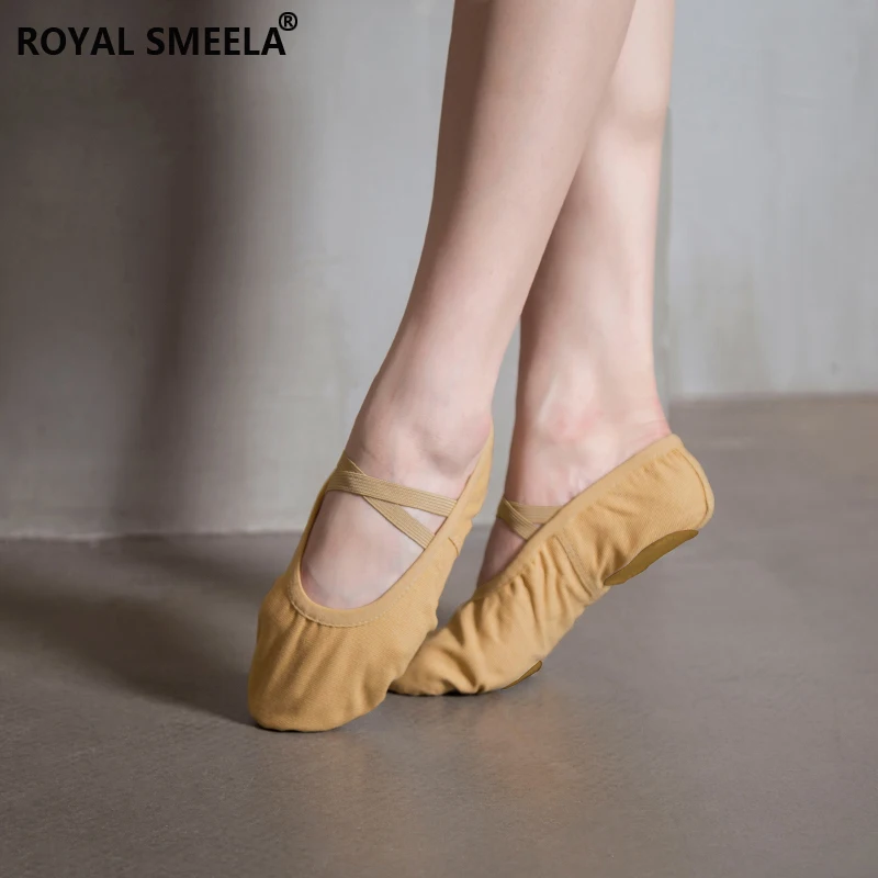 Professional ladies all cotton canvas soft ballet dance practice shoes double elastic band ballet shoes cowhide bottom балетки