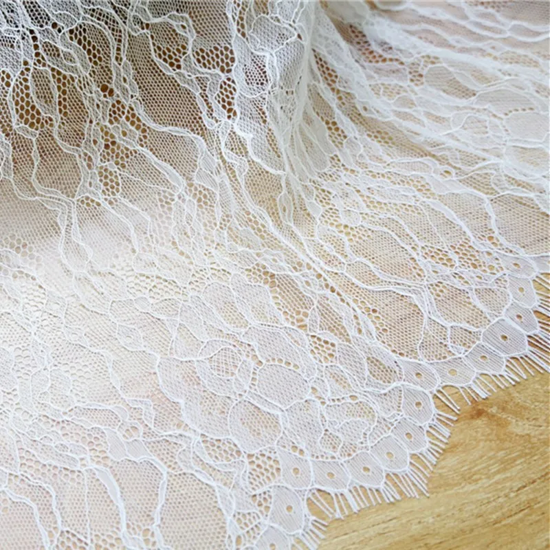 3 Yards Soft Eyelash Lace Water Wave Bilateral Chantilly Lace Fabric DIY Sewing Craft Accessories Dress Material