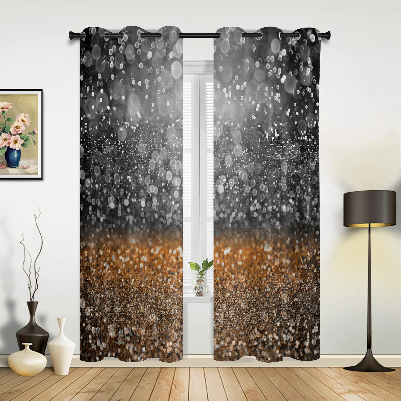 Sequins Shiny Celebrate Fabric Solid Color Curtain Finished Window Blinds Drapes Modern Curtains for Bedroom Living Room Kitchen