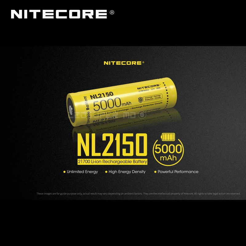 Next Generation Nitecore NL2150 Rechargeable Li-ion 21700 Battery 5000 mAh with CE & ROHS Certifications