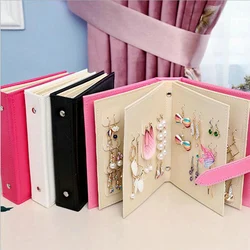 Portable 42 Holes Earrings Organizer Display Stand Leather Album Earring Holder Show Box Jewelry Organizer