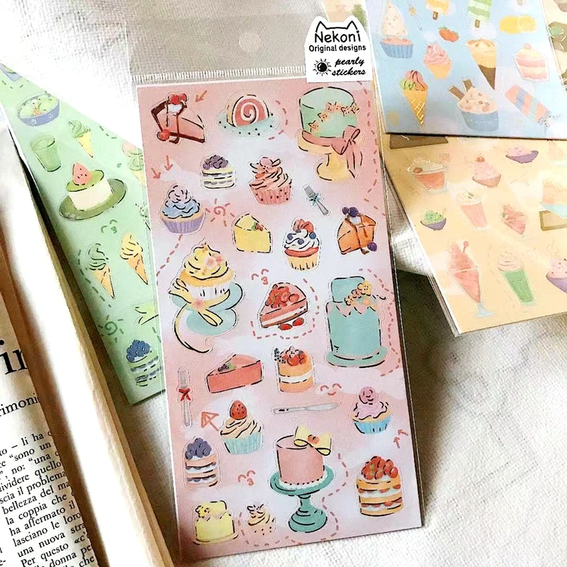 Słodkie ciasto Gelato naklejki estetyczne Scrapbooking materiał śmieci Journal naklejka dekoracyjna słodycze DIY zapasy rzemieślnicze biurowe