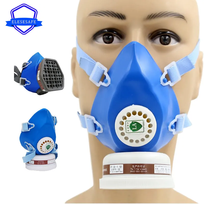 Half Face Dust Gas Respirator Reusable Mask Activated Carbon Filter For Painting Spraying Polishing Work Daily Haze Protection