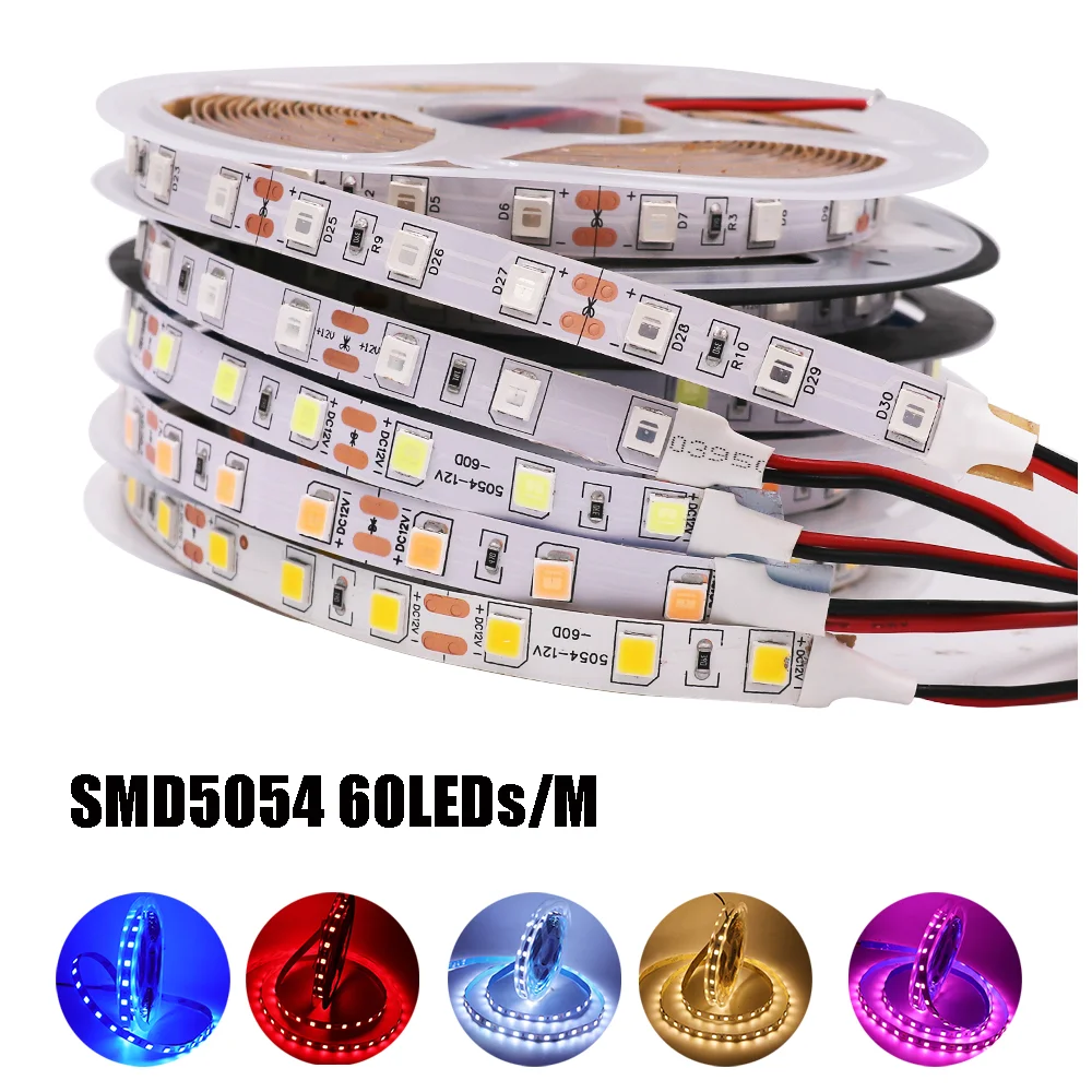 Taśma LED 5M 5050 5054 2835 RGB Led listwa oświetleniowa 12V 60 leds/m elastyczna taśma oświetleniowa Led wodoodporna 300LEDs wstążka dioda Home