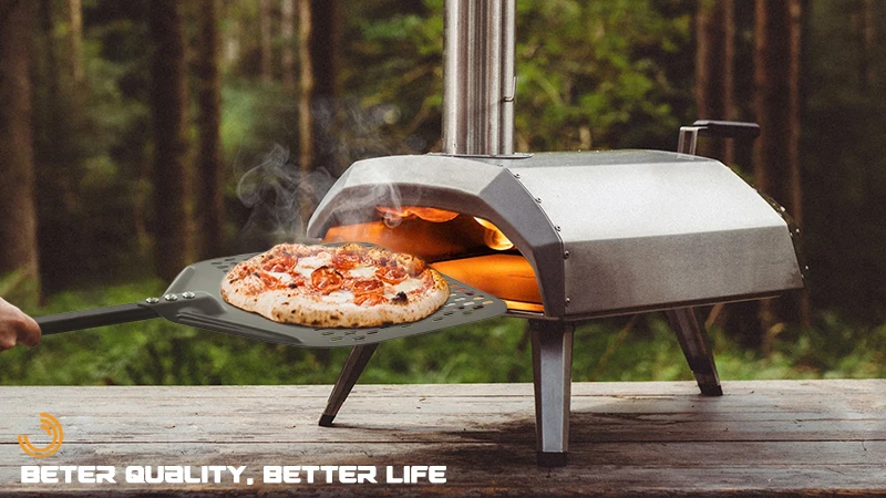 12" Hard Anodized Perforated Pizza Peel Rectangle Pizza Turning Shovel Set Aluminum Pizza Peel Paddle 40cm Long Silicone Handle